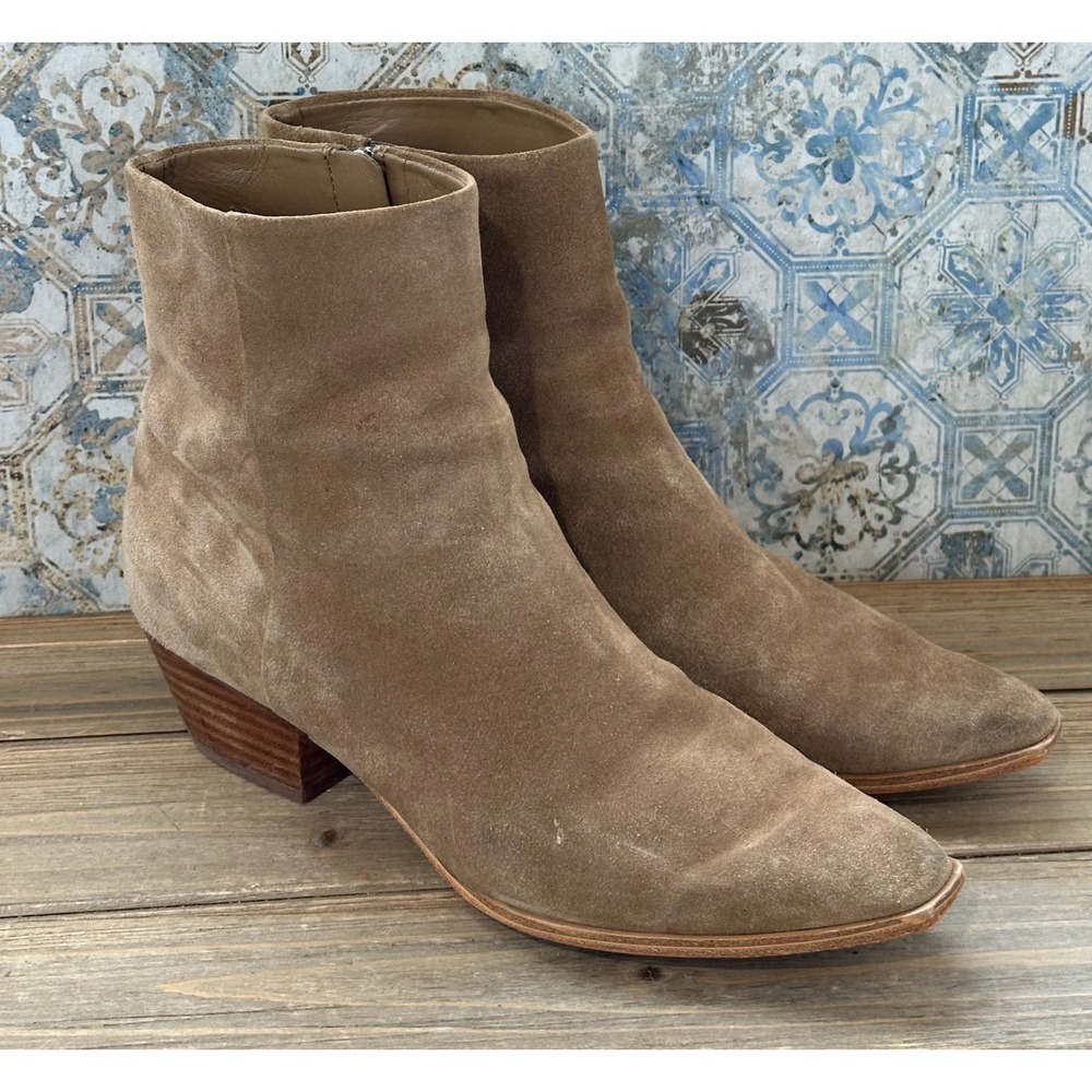 Marc Fisher Ankle Boots Suede Pointed Toe Womens 9.5M Tan